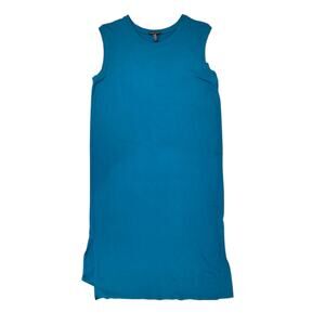 Eileen Fisher Viscose Jersey Tank Dress Blue Stretch Long Midi Women's Small